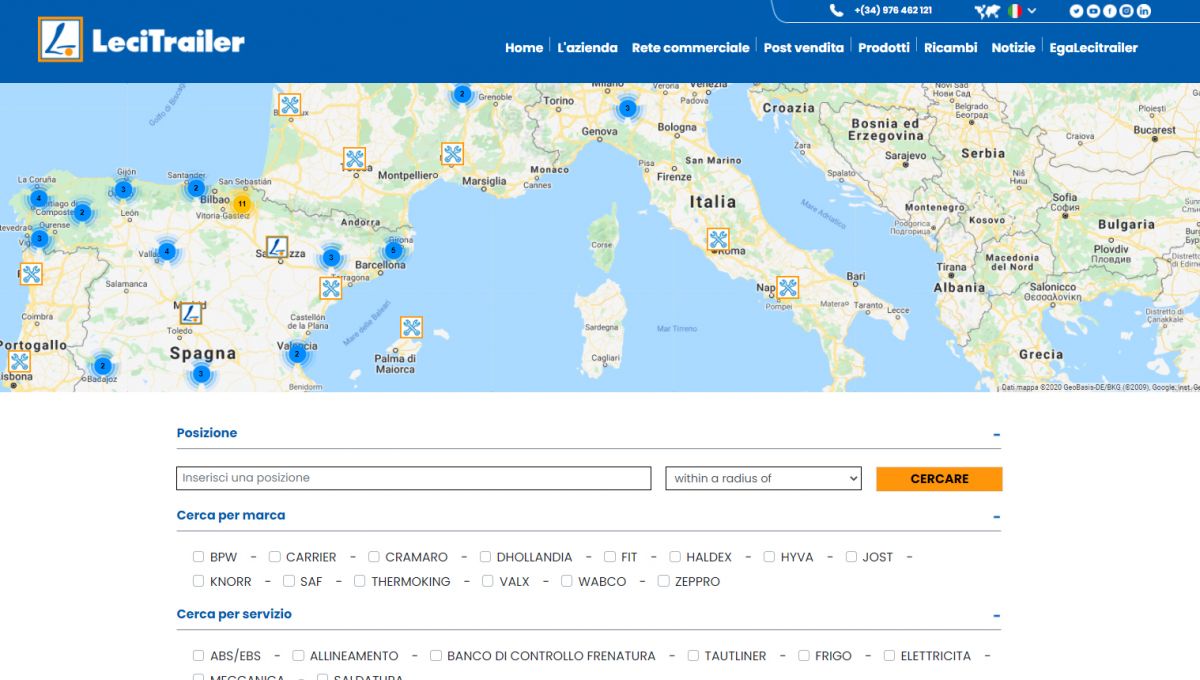 Nuovo motore di ricerca per i servizi ufficiali su www.lecitrailer.it